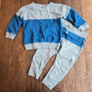 Hanna Andersson Blue and Light Blue Colorblock Jogger Set Suze 2T
